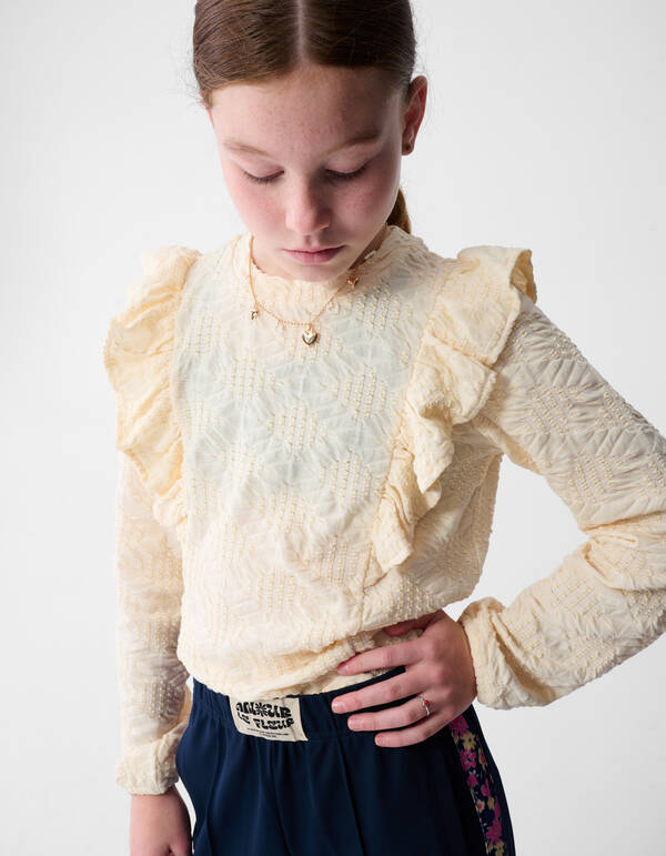 Ruffle Top Gebroken Wit SHOEBY GIRLS