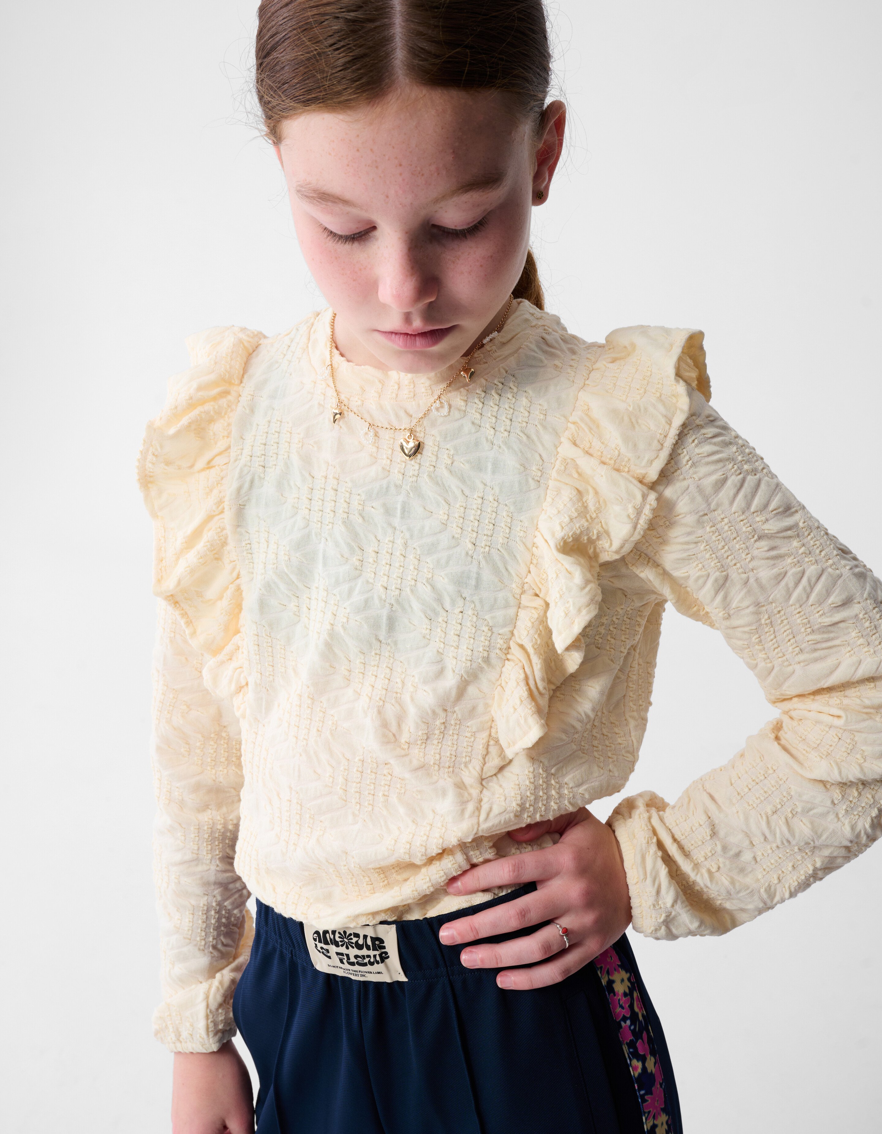 Ruffle Top Gebroken Wit SHOEBY GIRLS