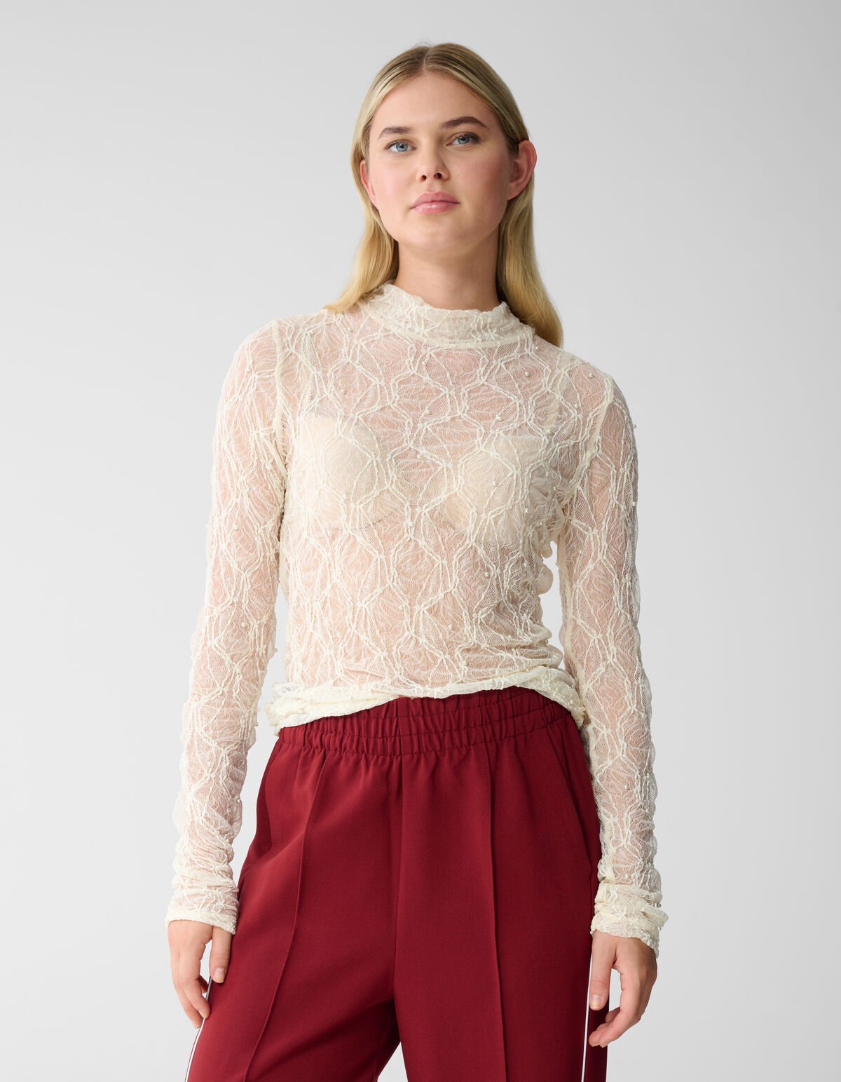 Mesh Parel Top Gebroken Wit SHOEBY WOMEN