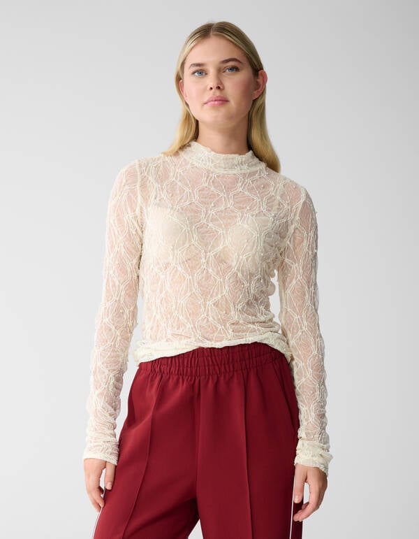 Mesh Parel Top Gebroken Wit SHOEBY WOMEN