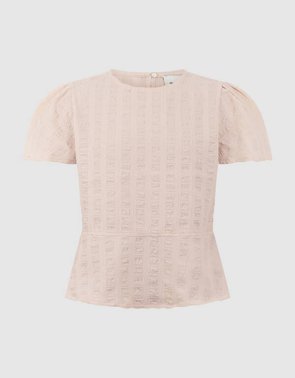 Crinkle Peplum Top Zand SHOEBY GIRLS