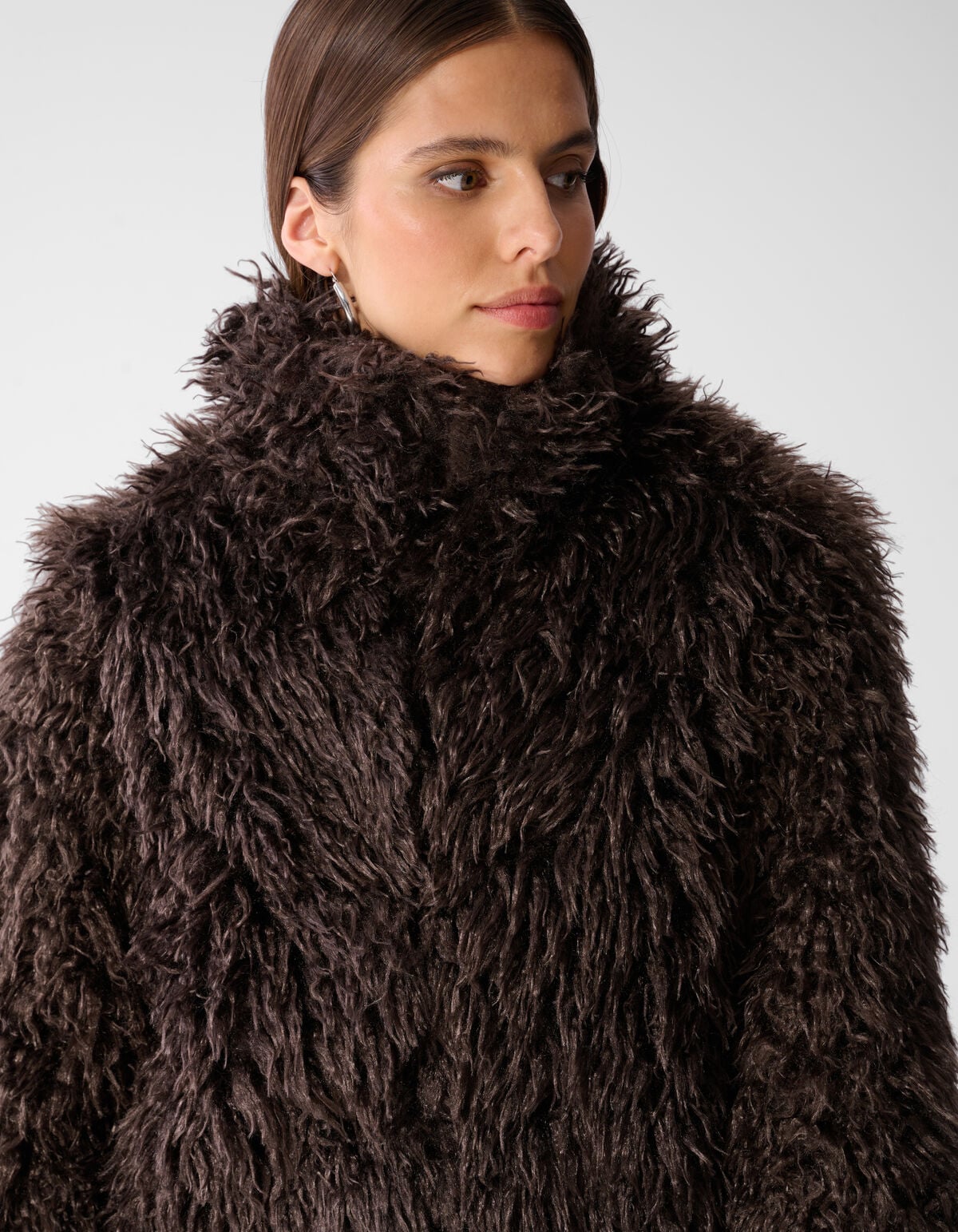 Hairy Faux Fur Jas Bruin SHOEBY WOMEN