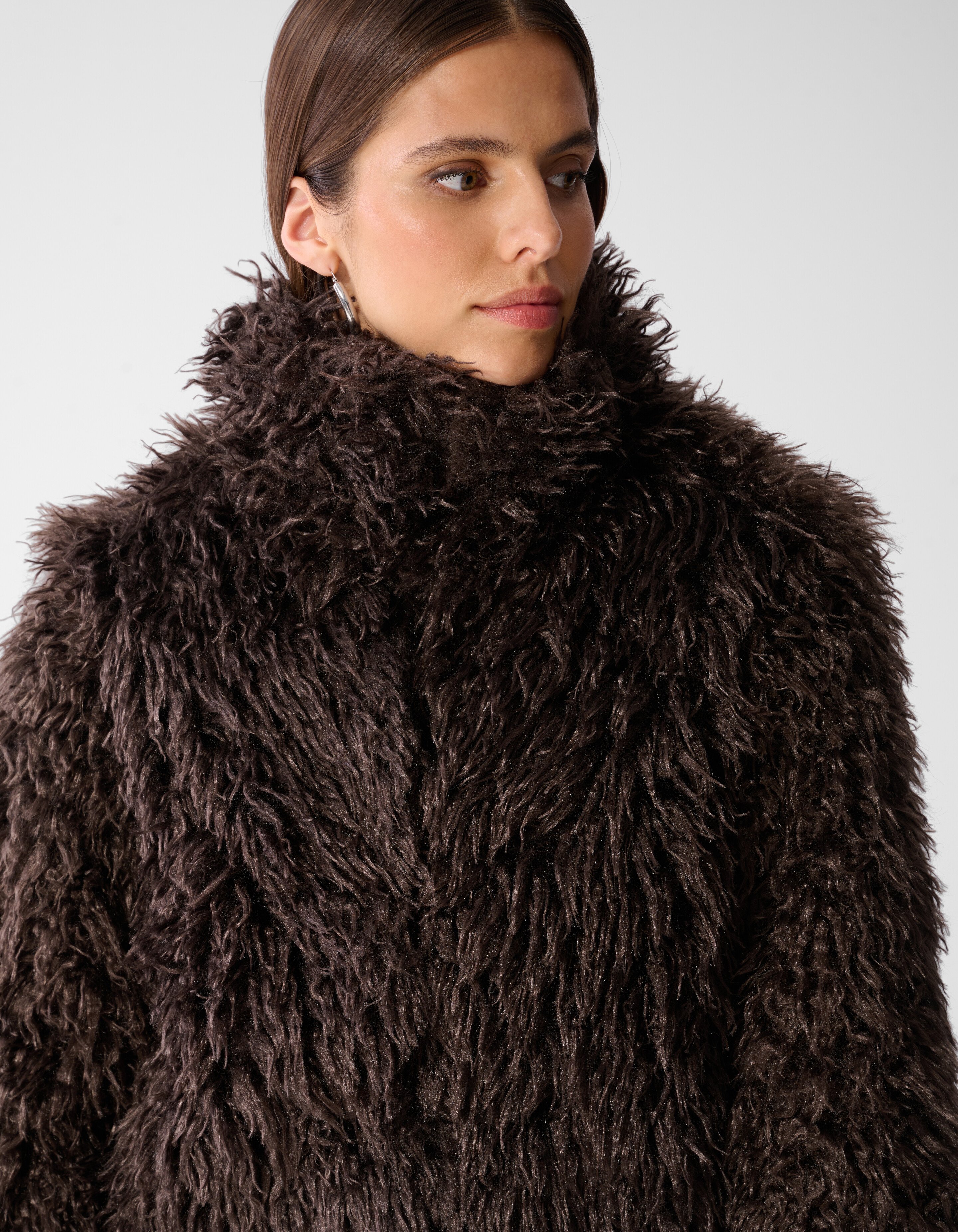 Hairy Faux Fur Jas Bruin SHOEBY WOMEN