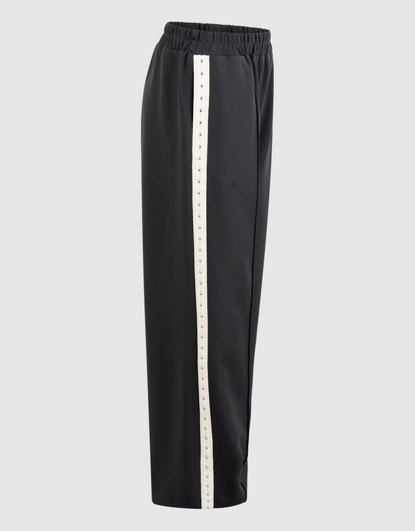 Studded Wide Leg Broek Donkergrijs SHOEBY GIRLS