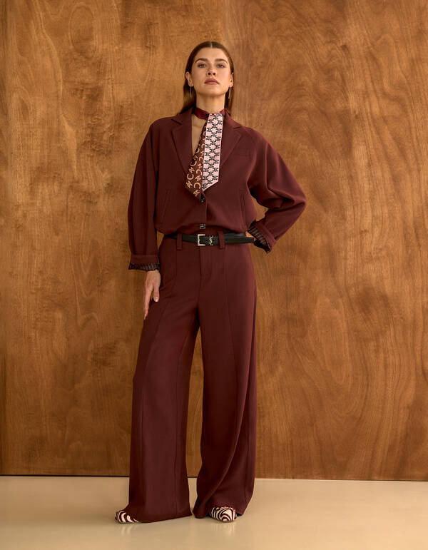 Wide Leg Fit Broek Donkerrood By Mieke SHOEBY WOMEN