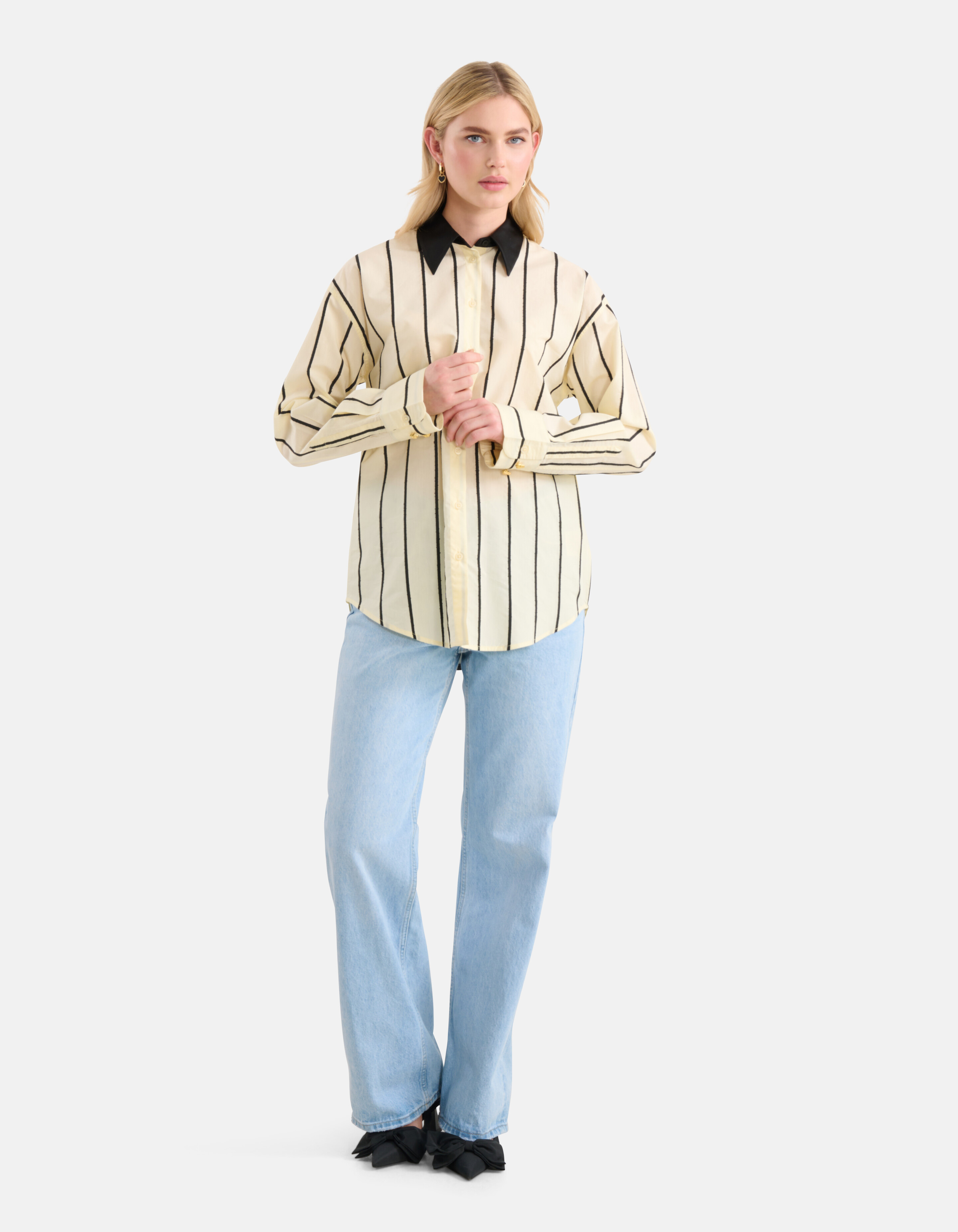 Gestreepte Blouse Gebroken Wit/Zwart SHOEBY WOMEN