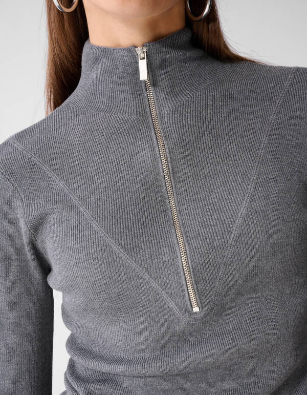 Half Zip Ski Trui Grijs SHOEBY WOMEN