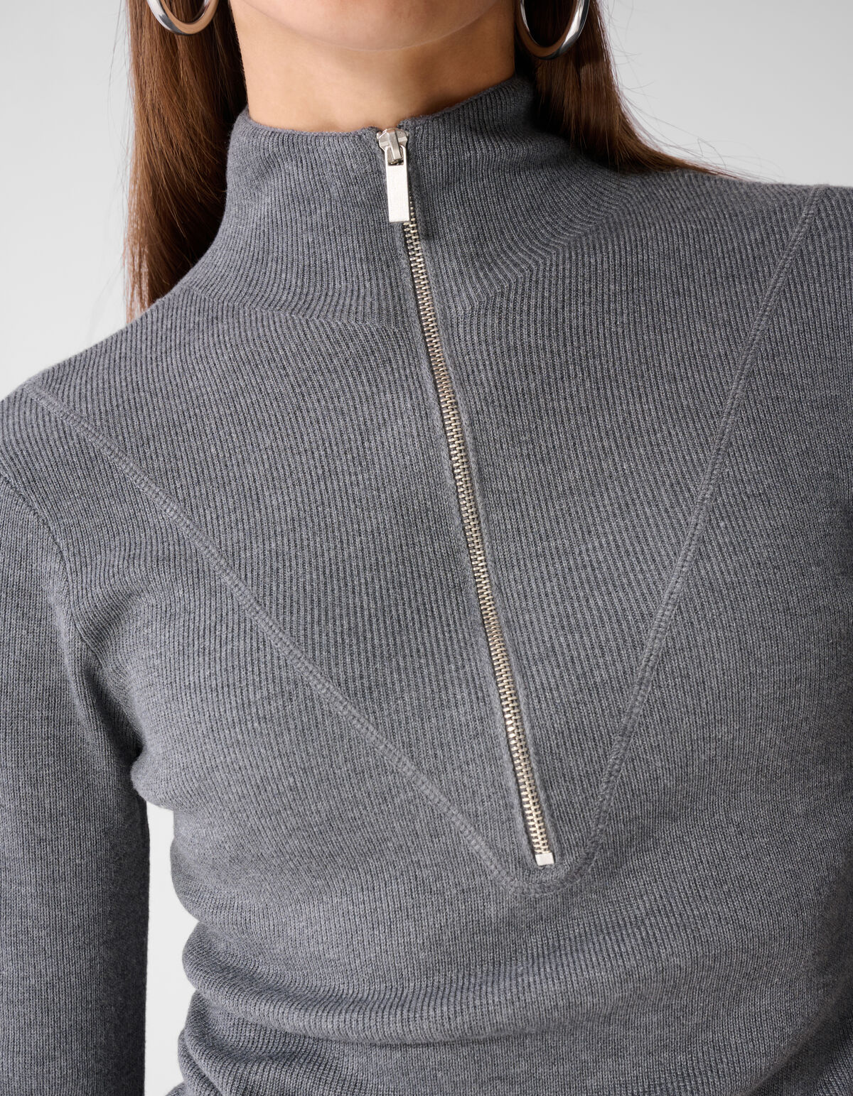 Half Zip Ski Trui Grijs SHOEBY WOMEN