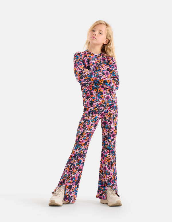 Bloemenprint Rib Top Paars SHOEBY GIRLS