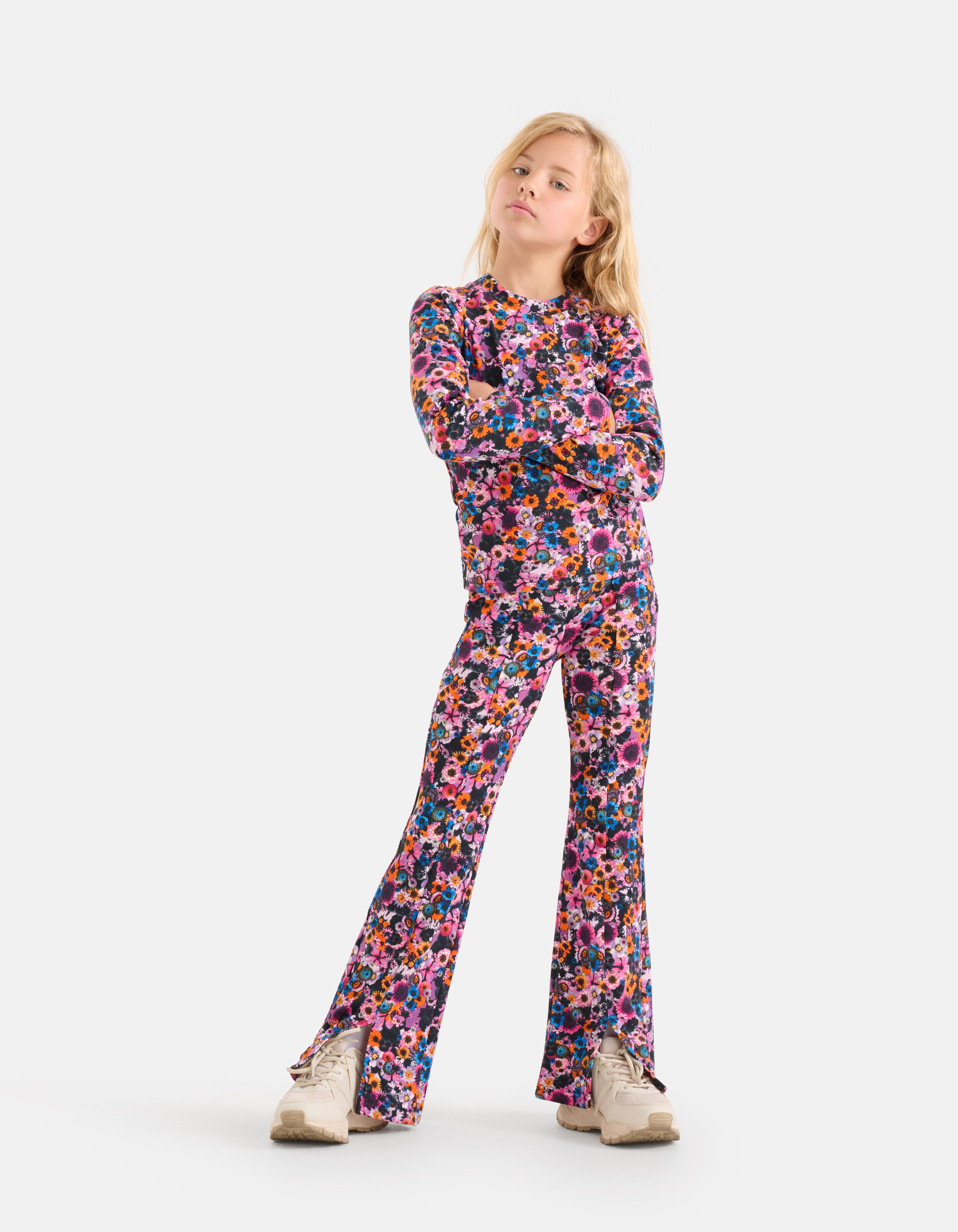 Bloemenprint Rib Top Paars SHOEBY GIRLS