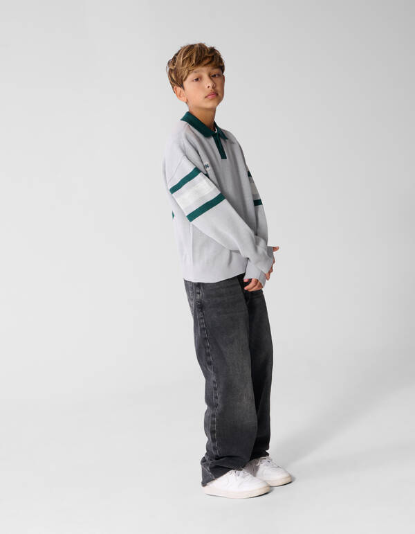 Gestreepte Polo Lichtgrijs SHOEBY BOYS