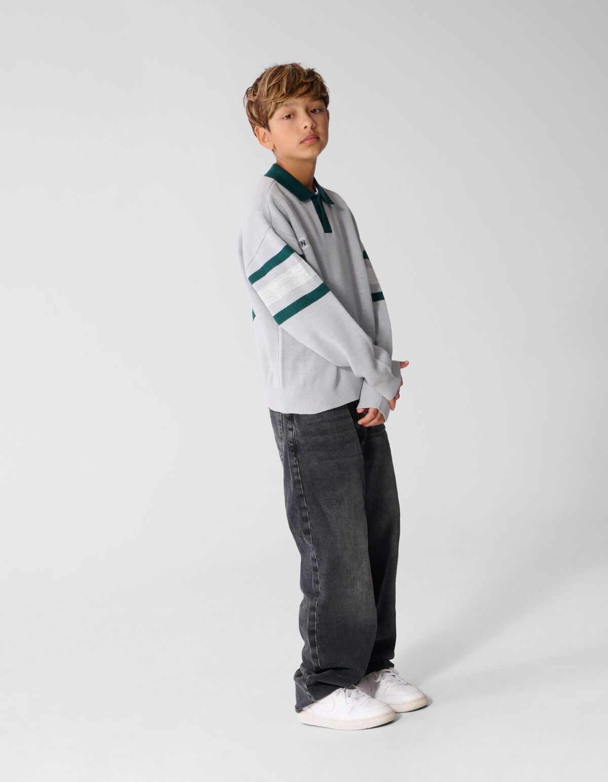 Gestreepte Polo Lichtgrijs SHOEBY BOYS