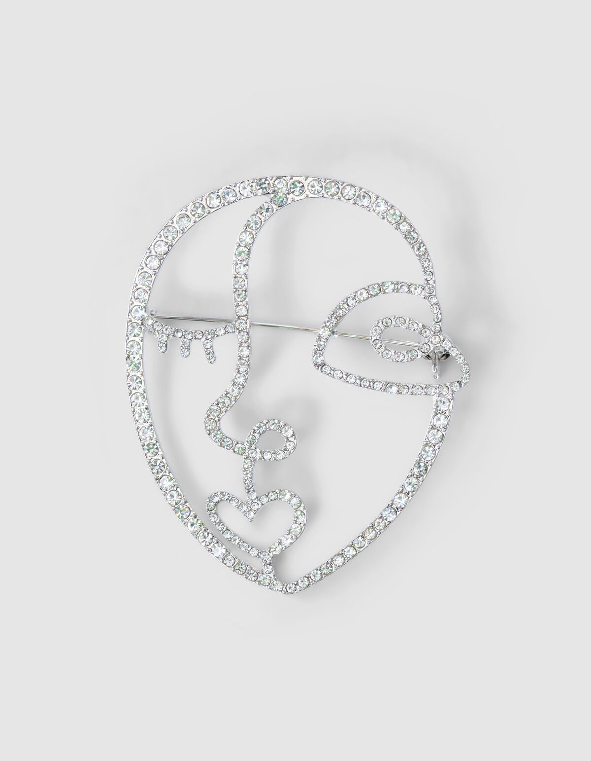 Strass Face Broche Zilver SHOEBY ACCESSOIRES