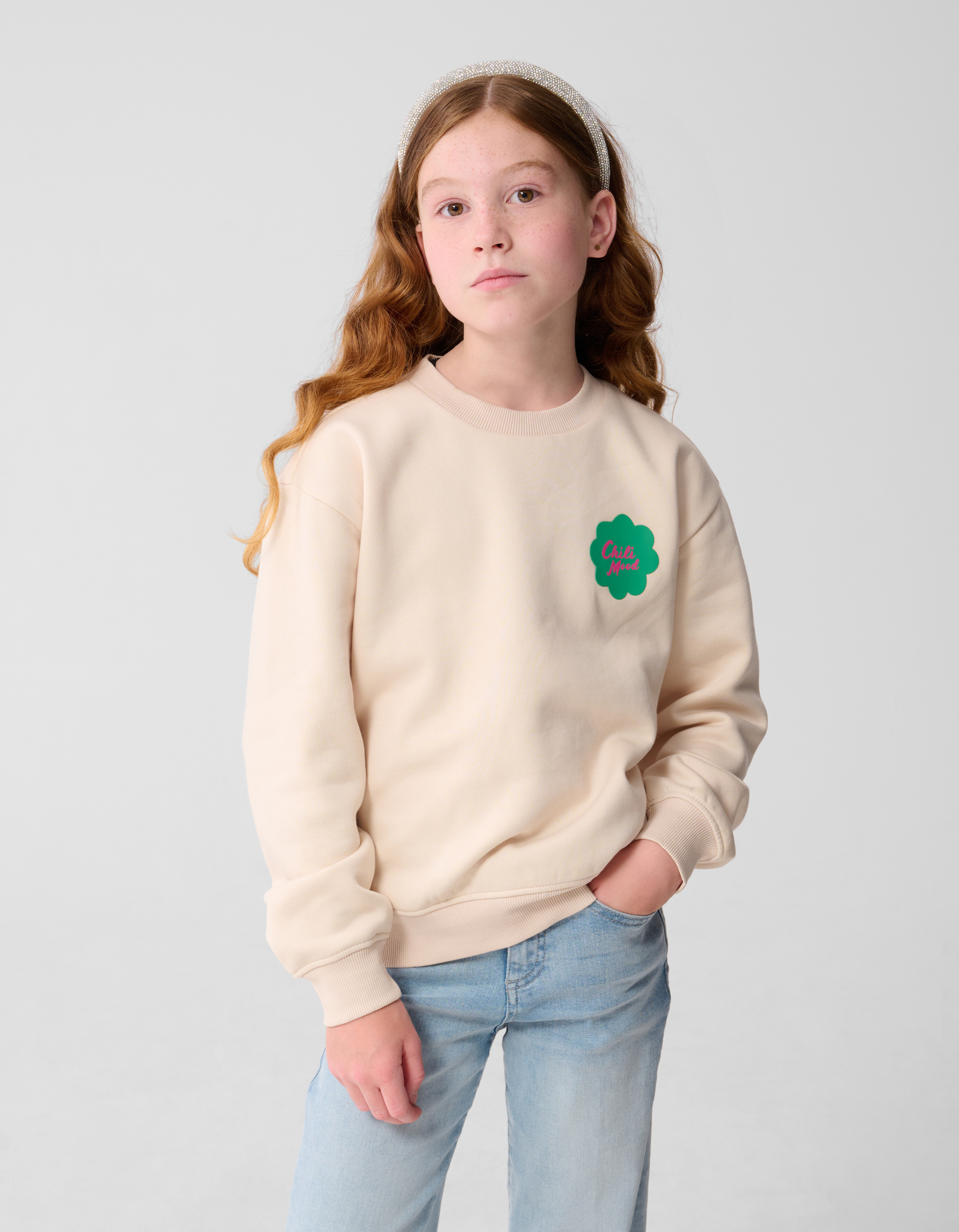 Peper Artwork Sweater Gebroken Wit SHOEBY GIRLS