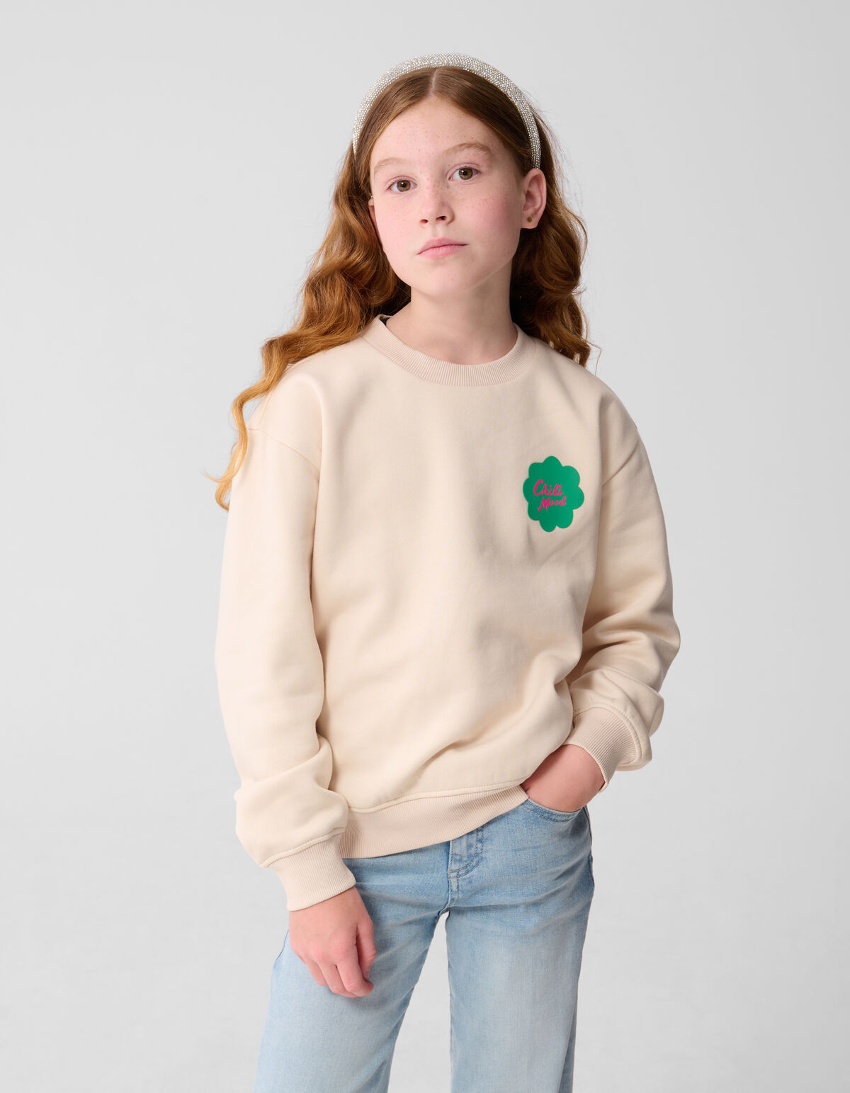 Peper Artwork Sweater Gebroken Wit SHOEBY GIRLS