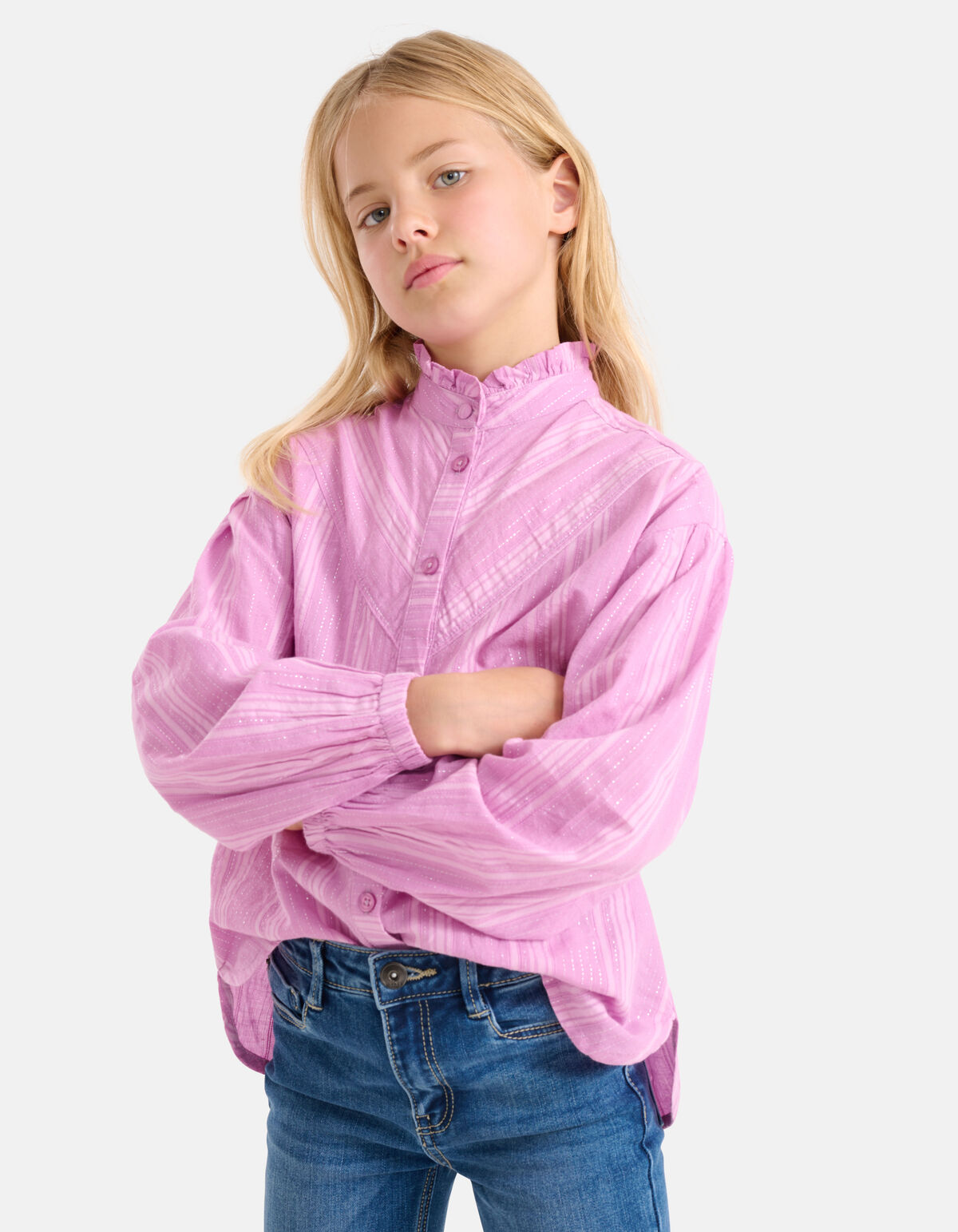 Gestreepte Lurex Blouse Roze SHOEBY GIRLS