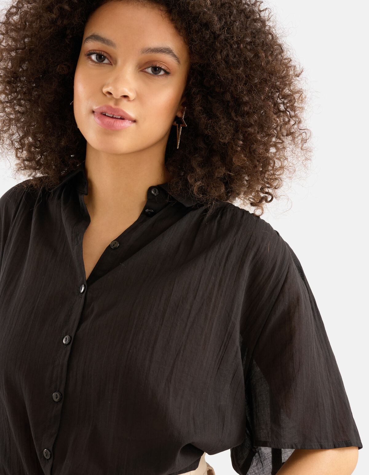 Relaxed Fit Blouse Zwart SHOEBY WOMEN