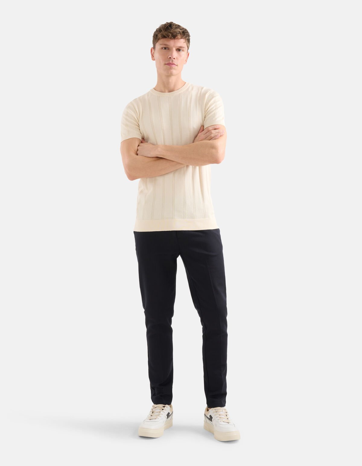 Gebreid T-shirt Beige SHOEBY MEN