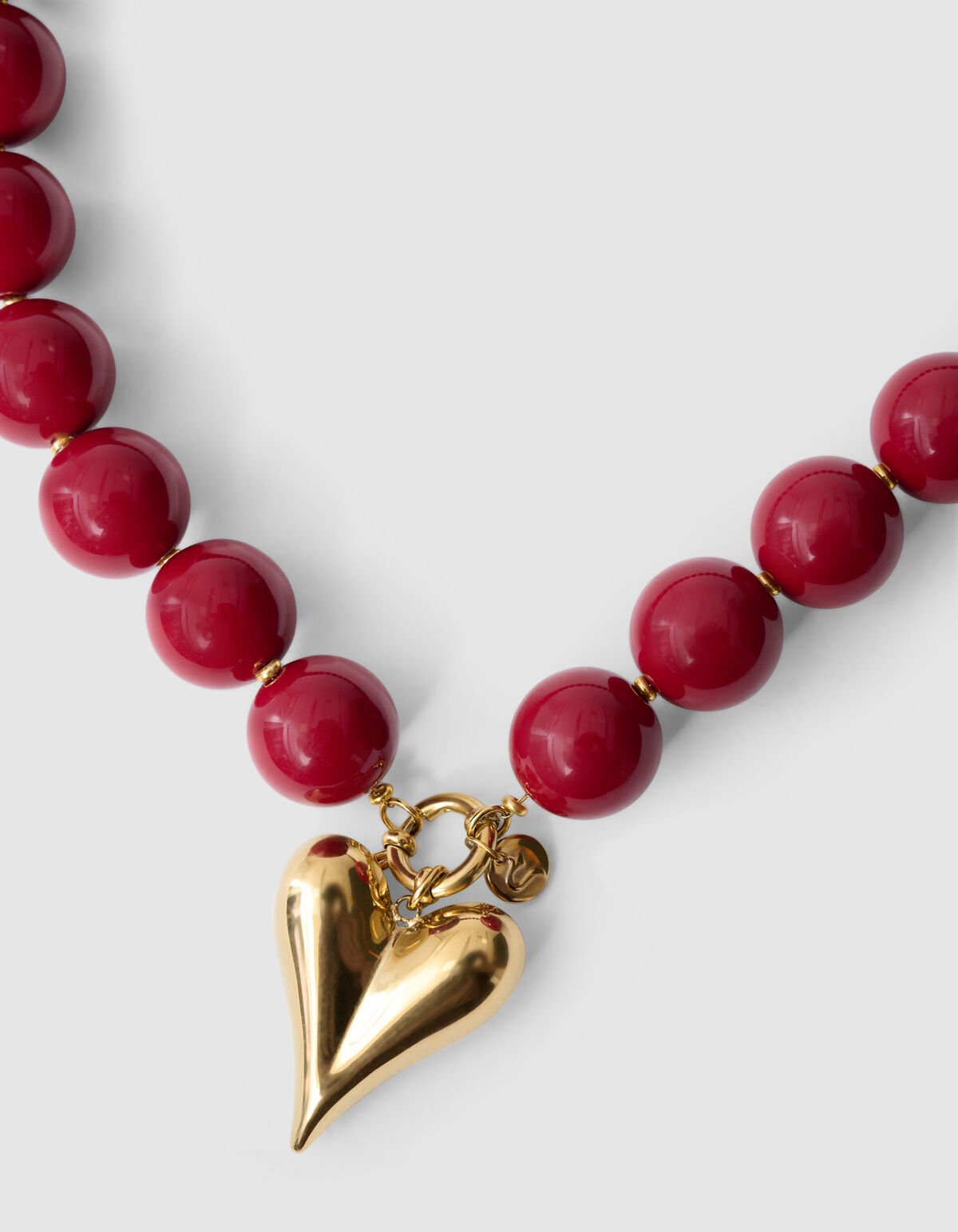 Beaded Charm Ketting Donkerrood SHOEBY ACCESSOIRES