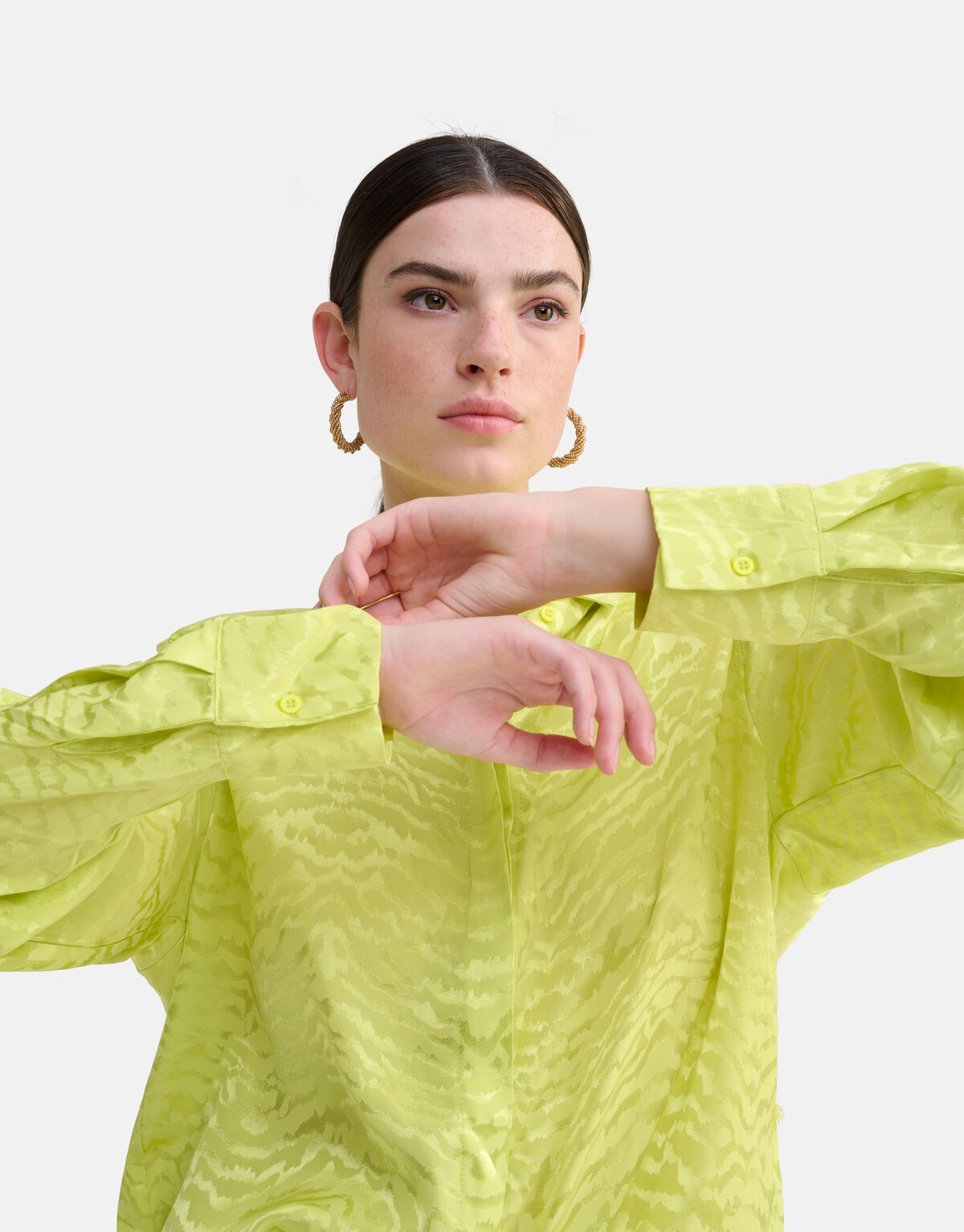 Jacquard Blouse Limoen Groen SHOEBY WOMEN