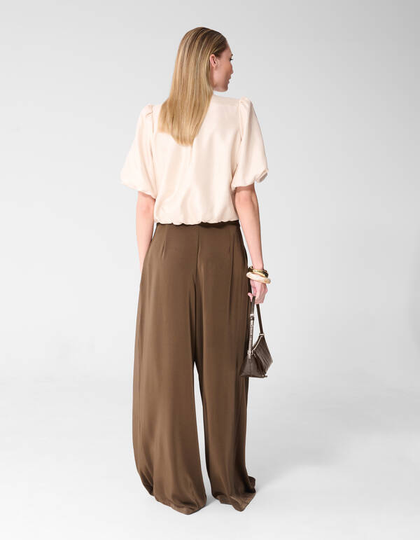 Pleated Loose Fit Broek Bruin By Fred SHOEBY WOMEN