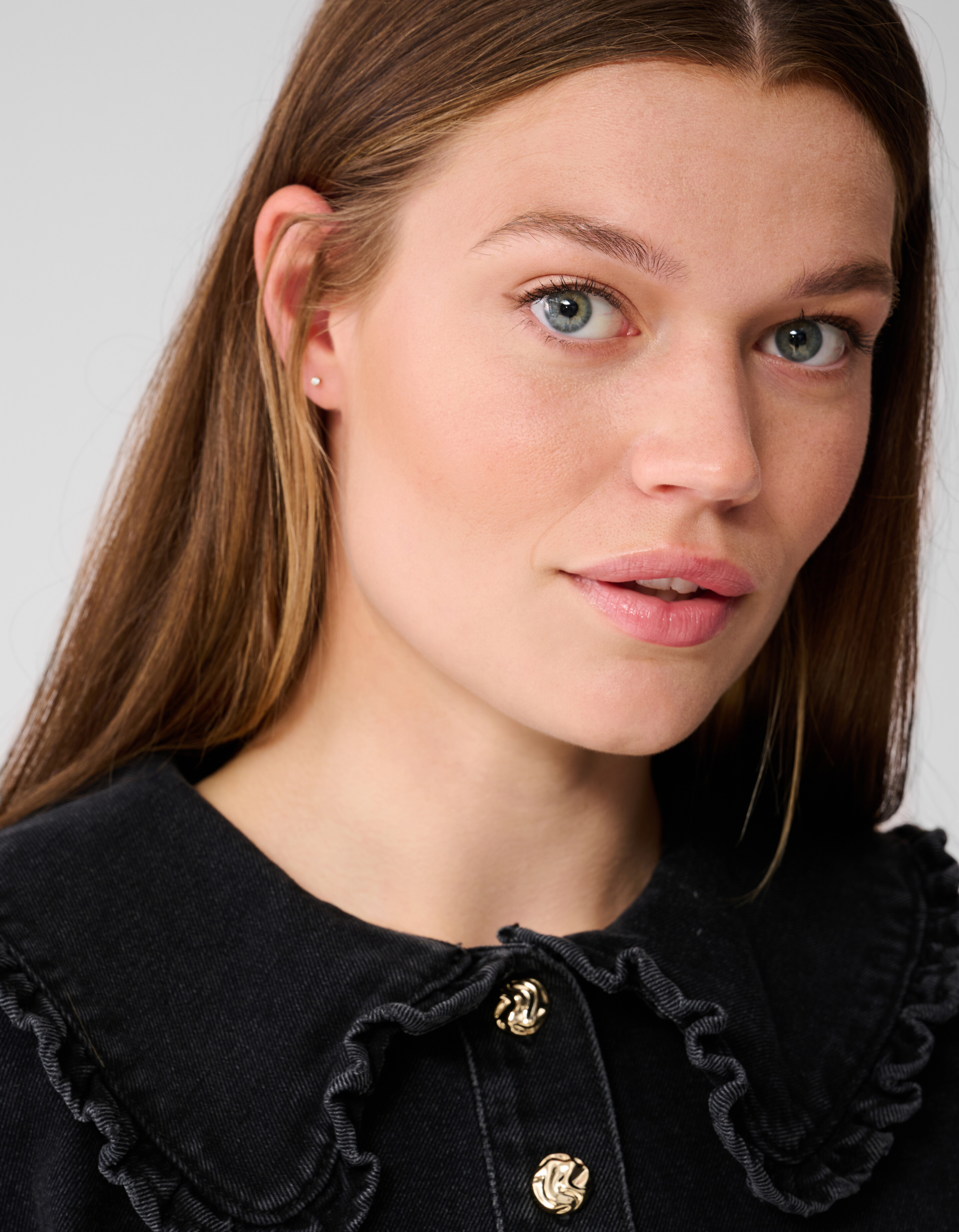 Denim Collar Midi Jurk Zwart SHOEBY WOMEN