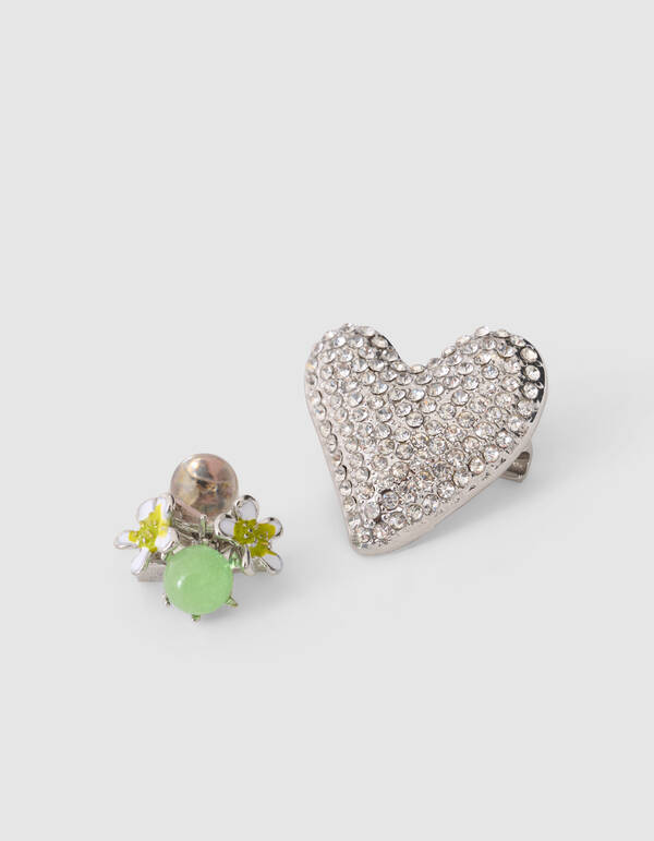 Heart Strass Broche Set Zilver SHOEBY ACCESSOIRES