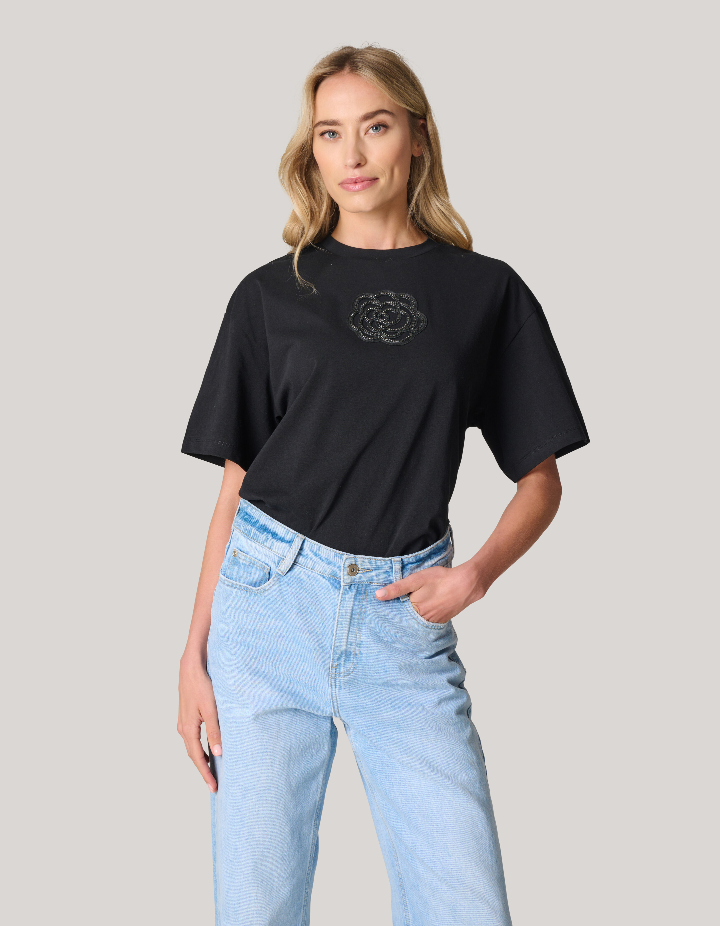 Artwork Strass T-shirt Zwart SHOEBY WOMEN