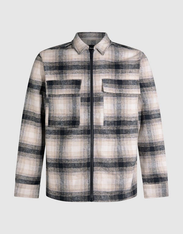 Ruiten Zip Overshirt Gebroken Wit SHOEBY MEN