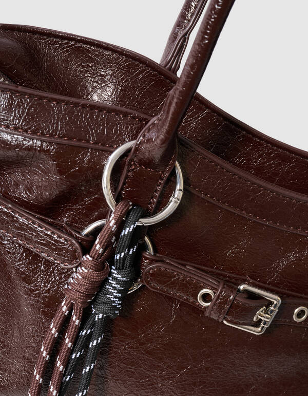 Shiny Baguette Tas Donkerbruin SHOEBY ACCESSOIRES