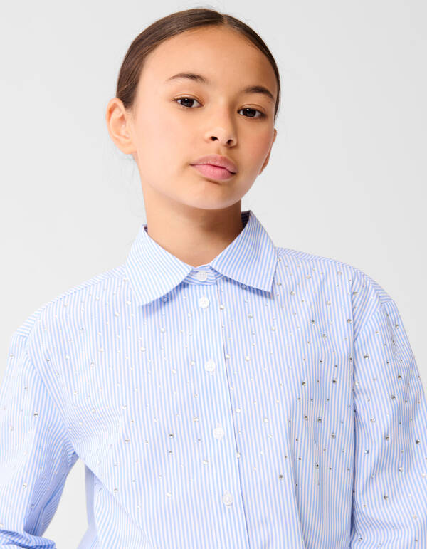 Pinstripe Strass Blouse Lichtblauw SHOEBY GIRLS