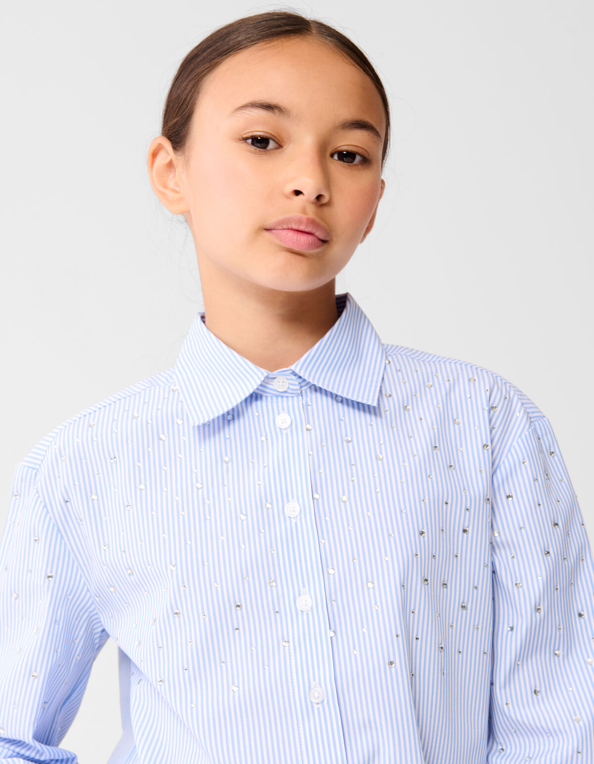 Pinstripe Strass Blouse Lichtblauw SHOEBY GIRLS