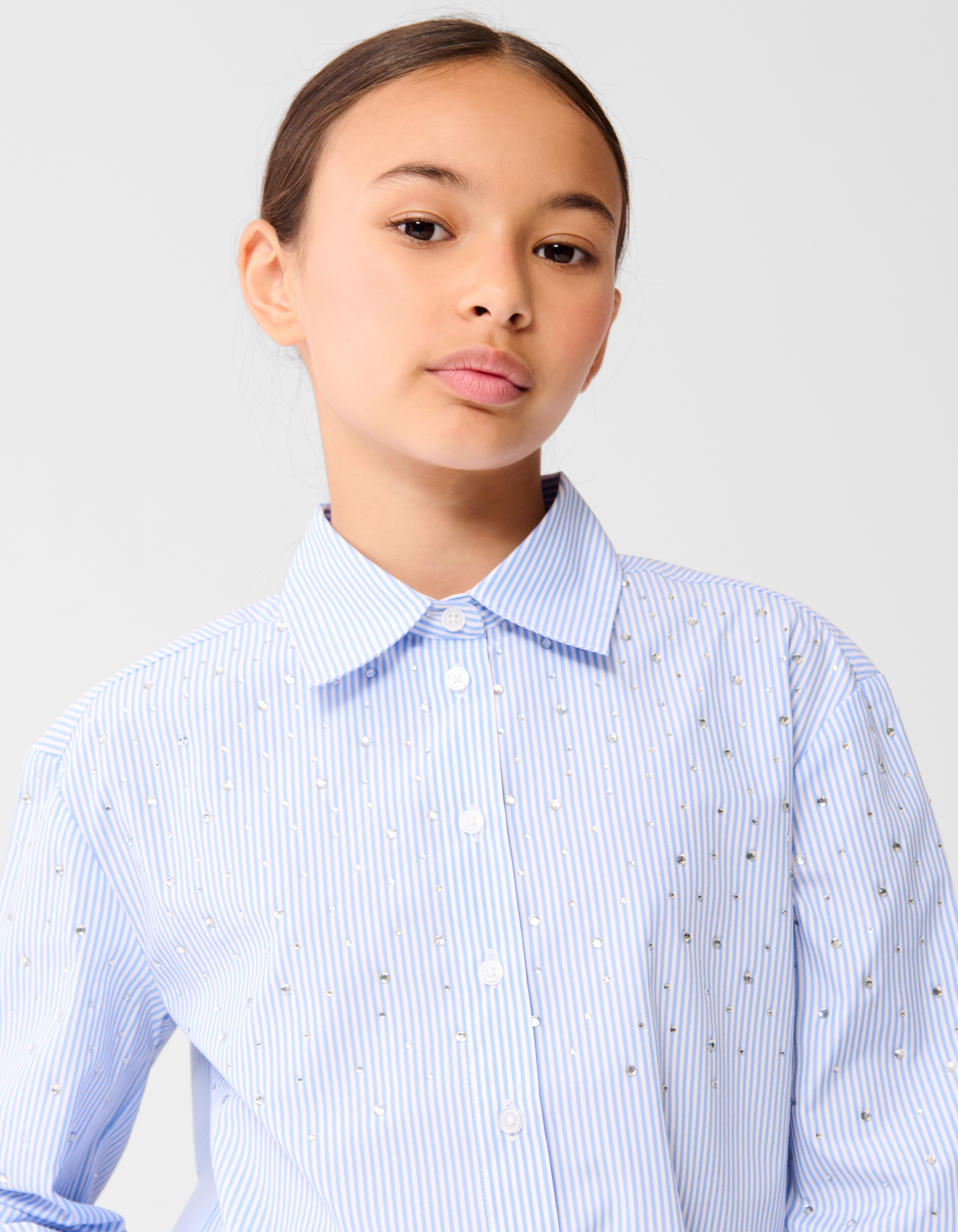 Pinstripe Strass Blouse Lichtblauw SHOEBY GIRLS
