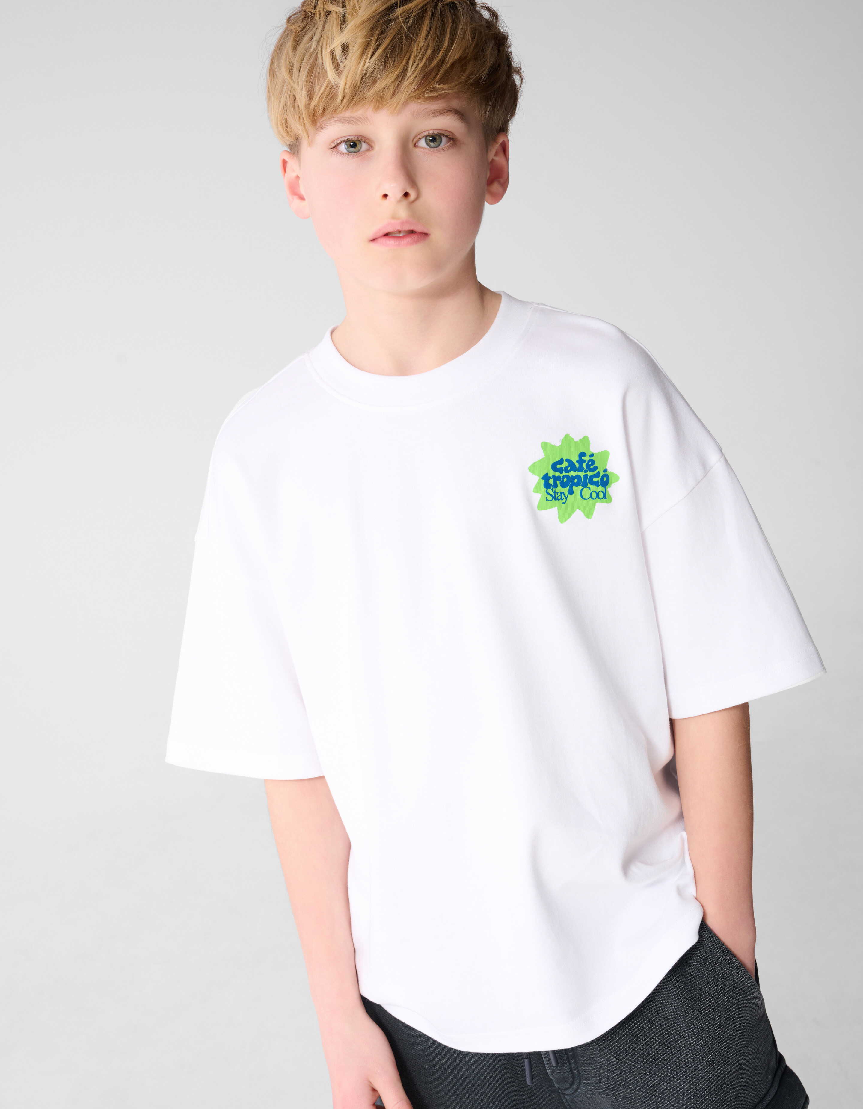 Stay Cool Artwork T-shirt Wit SHOEBY BOYS