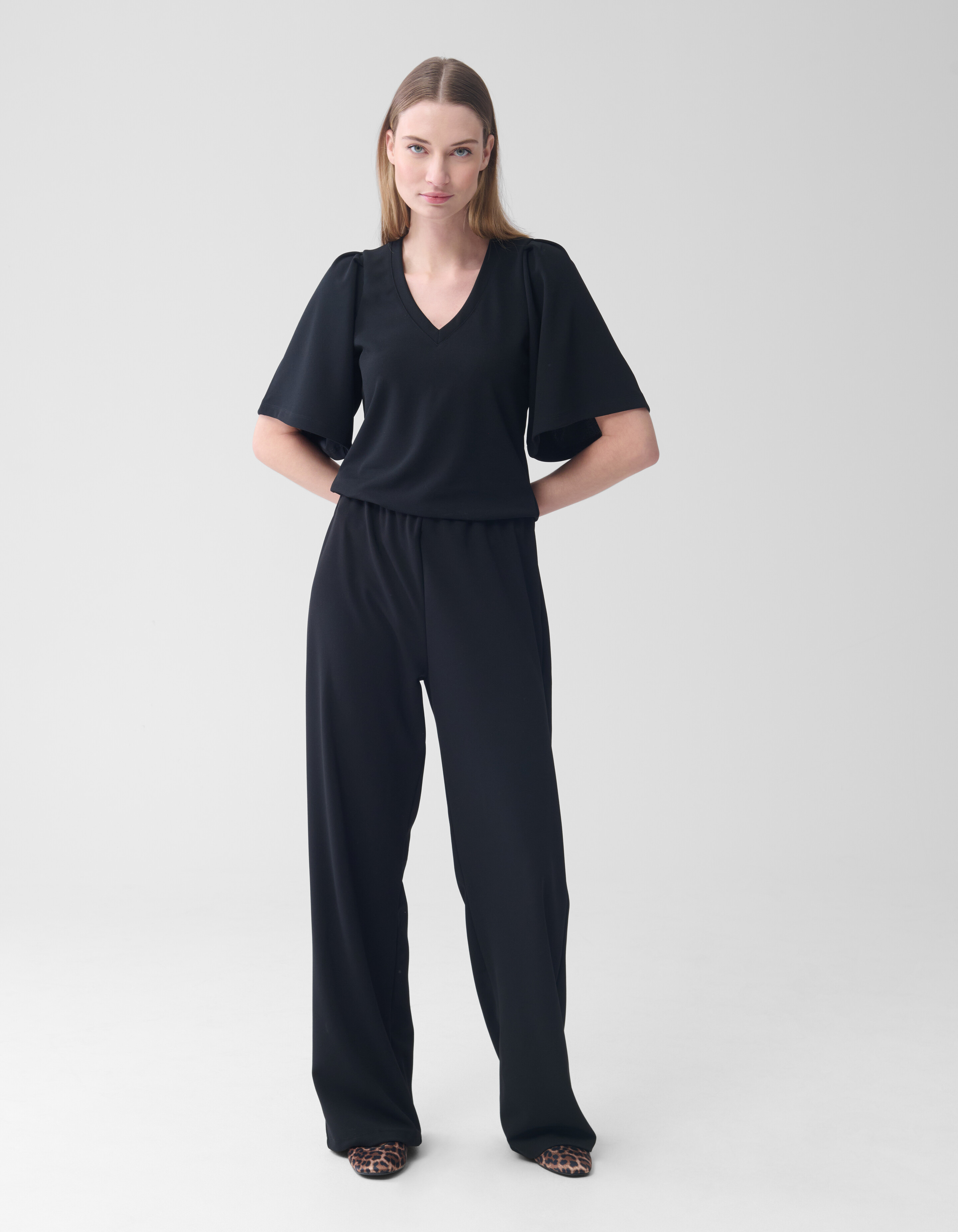 Basis Wide Leg Broek Zwart SHOEBY WOMEN