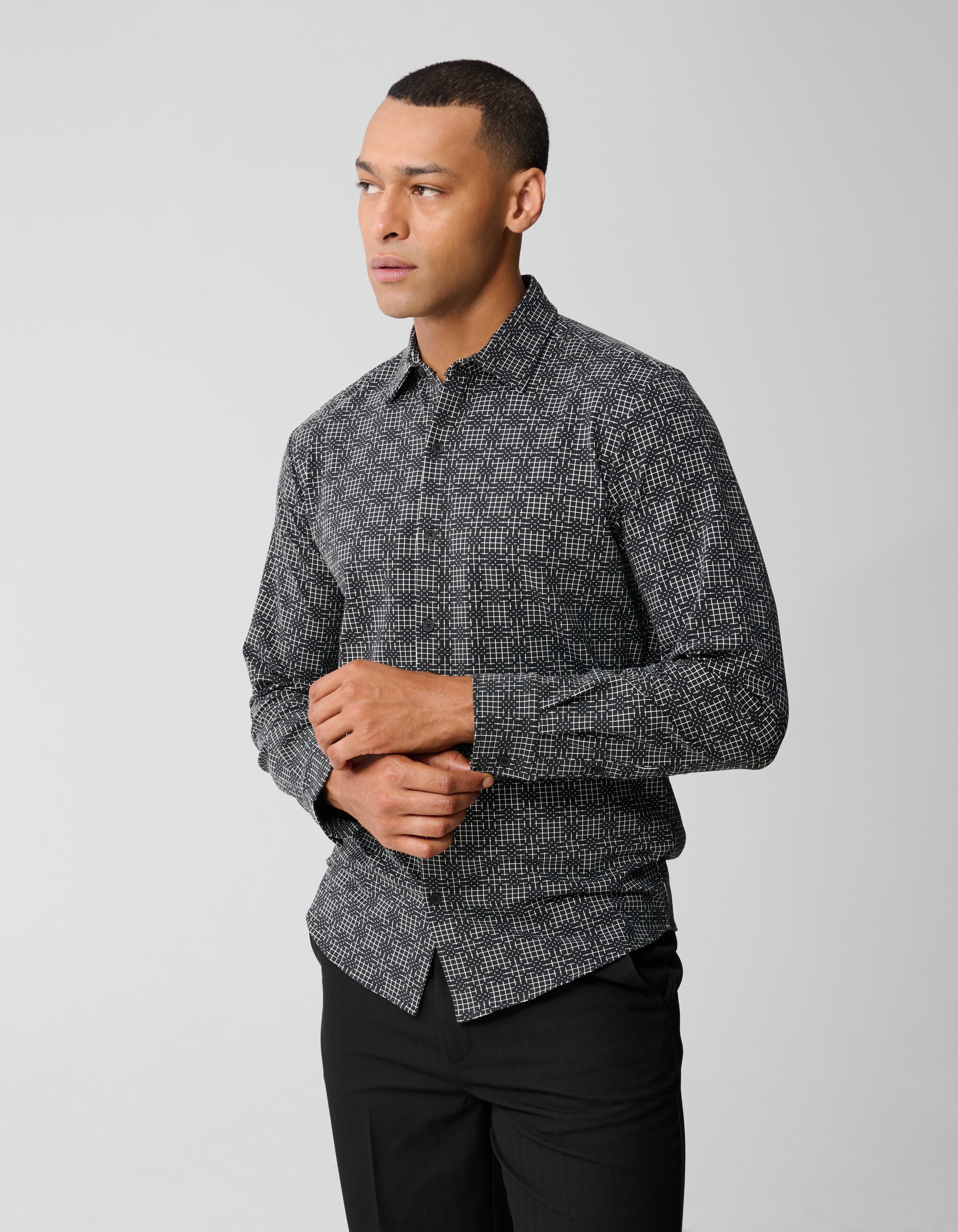 Printed Logo Overhemd Zwart SHOEBY MEN