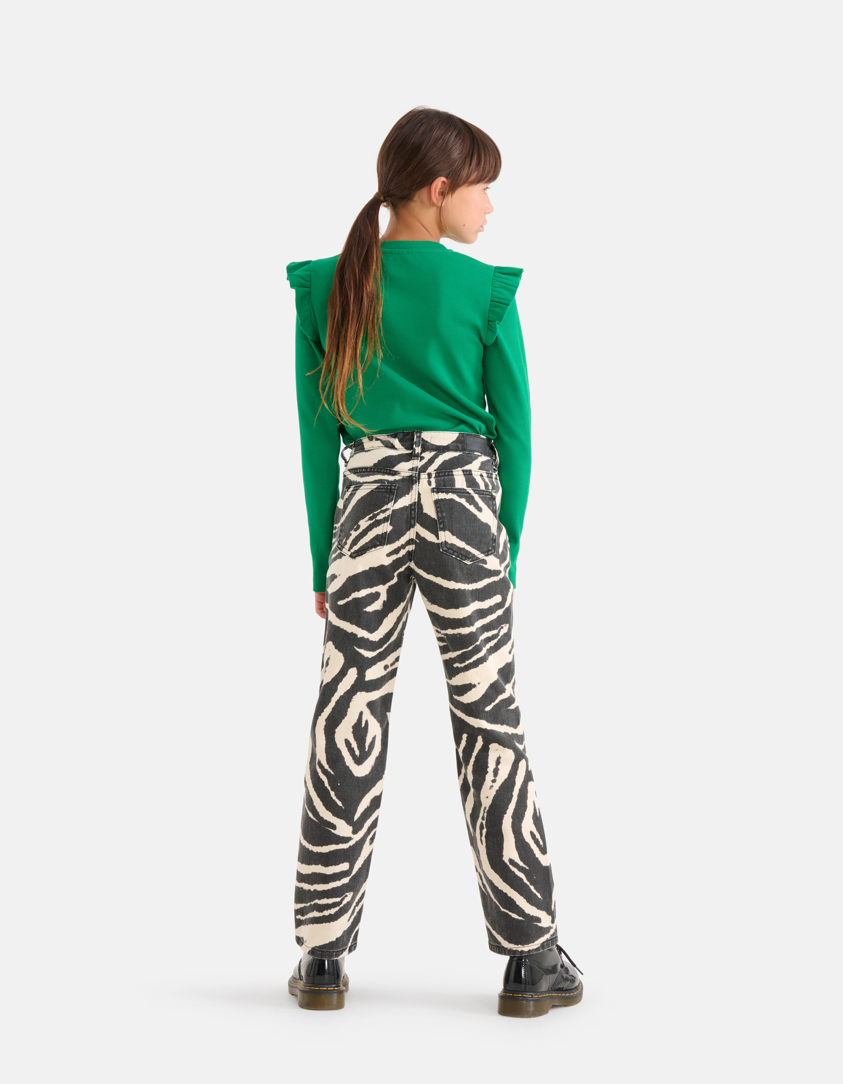 Printed Straight Denim Jeans Zwart SHOEBY GIRLS
