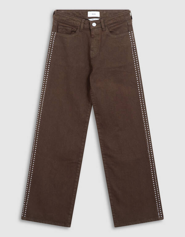 Stud Wide Leg Fit Jeans Bruin SHOEBY GIRLS