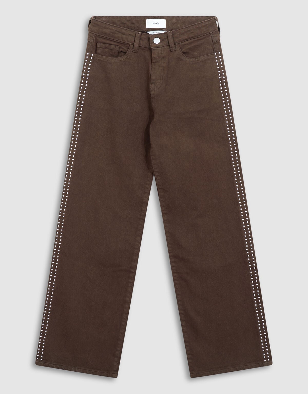 Stud Wide Leg Fit Jeans Bruin SHOEBY GIRLS