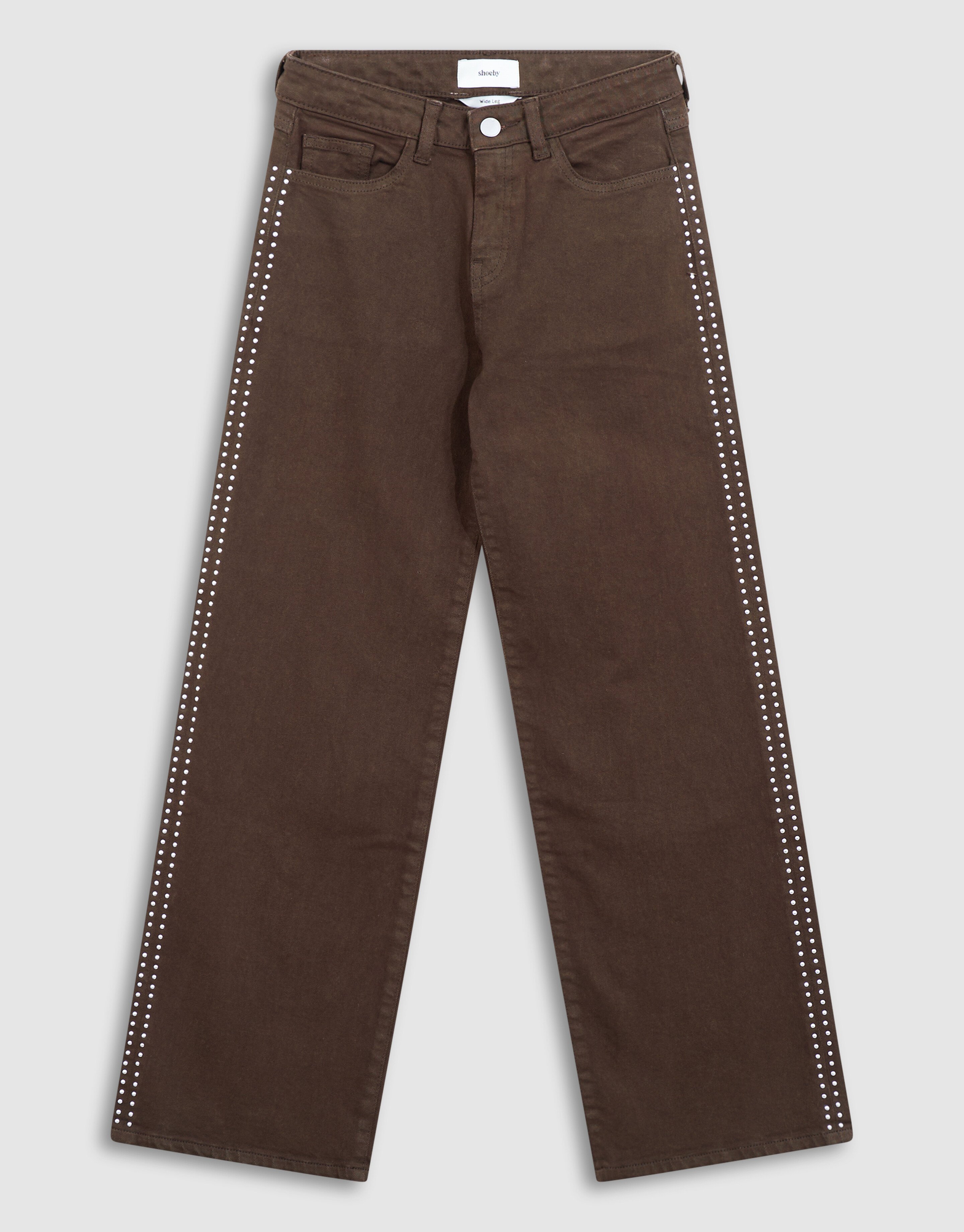 Stud Wide Leg Fit Jeans Bruin SHOEBY GIRLS