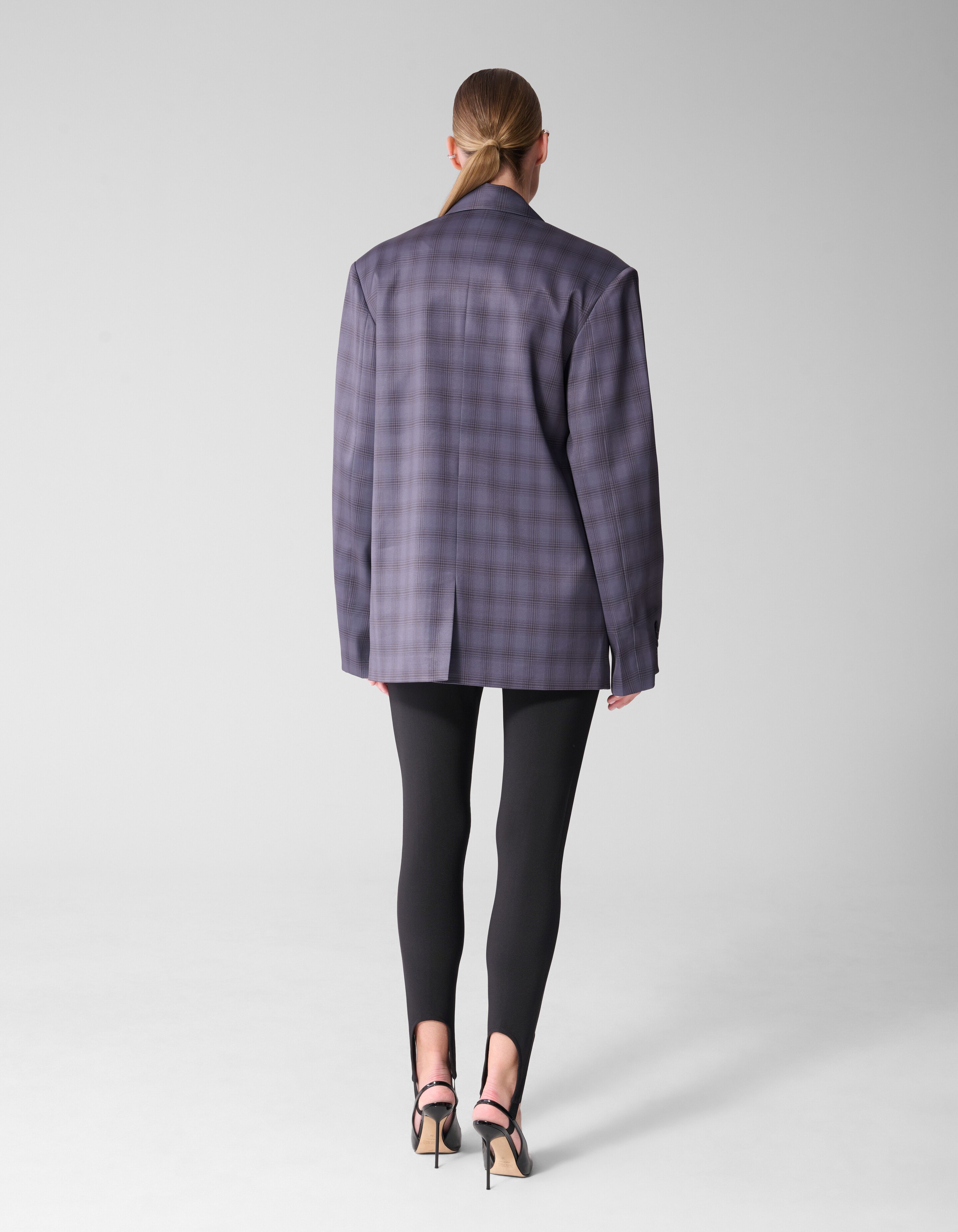 Satijnen Geruiten Blazer Grijs By Mieke SHOEBY WOMEN