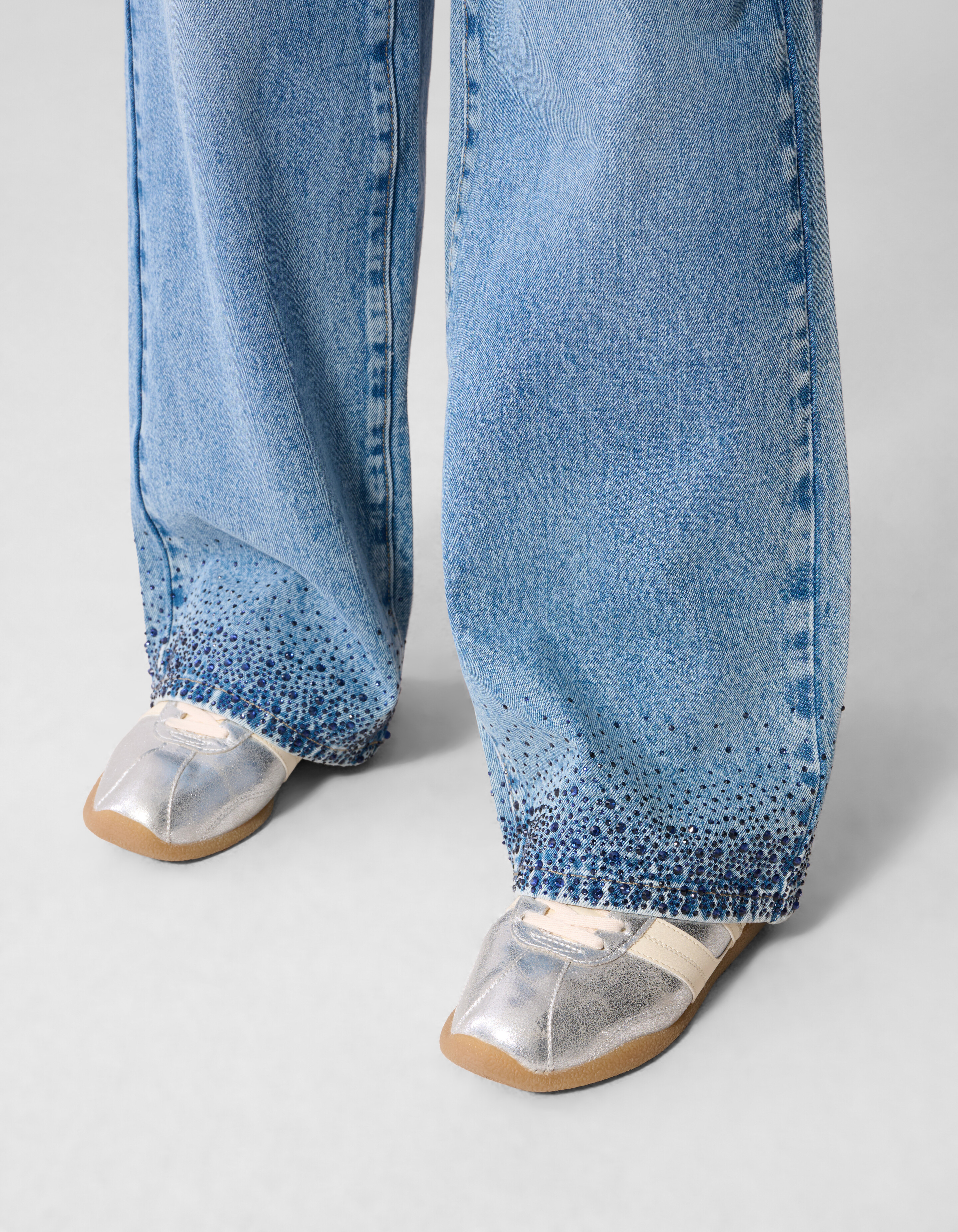 Strass Ultra Wide Leg Fit Jeans Blauw SHOEBY GIRLS