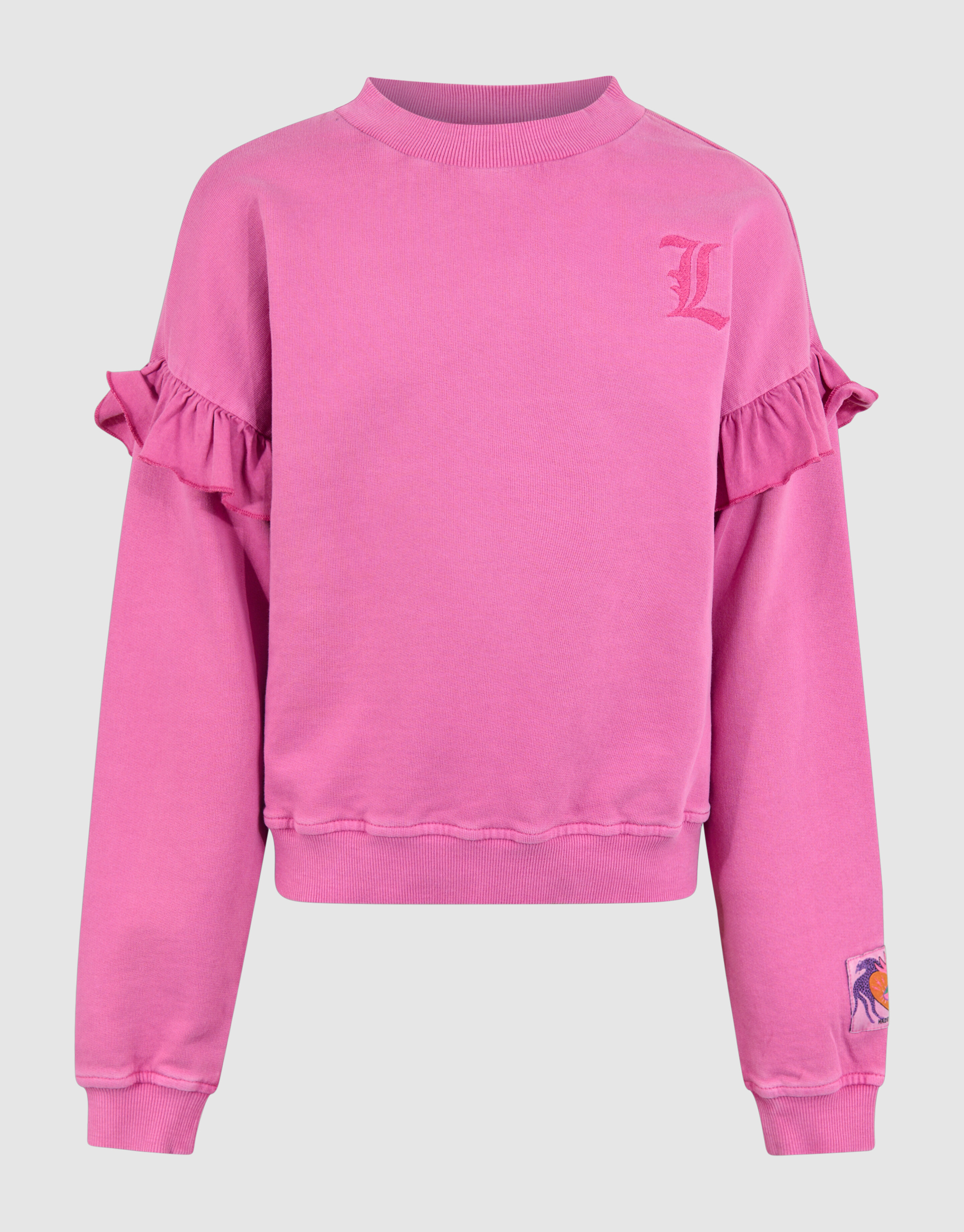Ruffle Logo Sweater Roze By Lizzy SHOEBY GIRLS