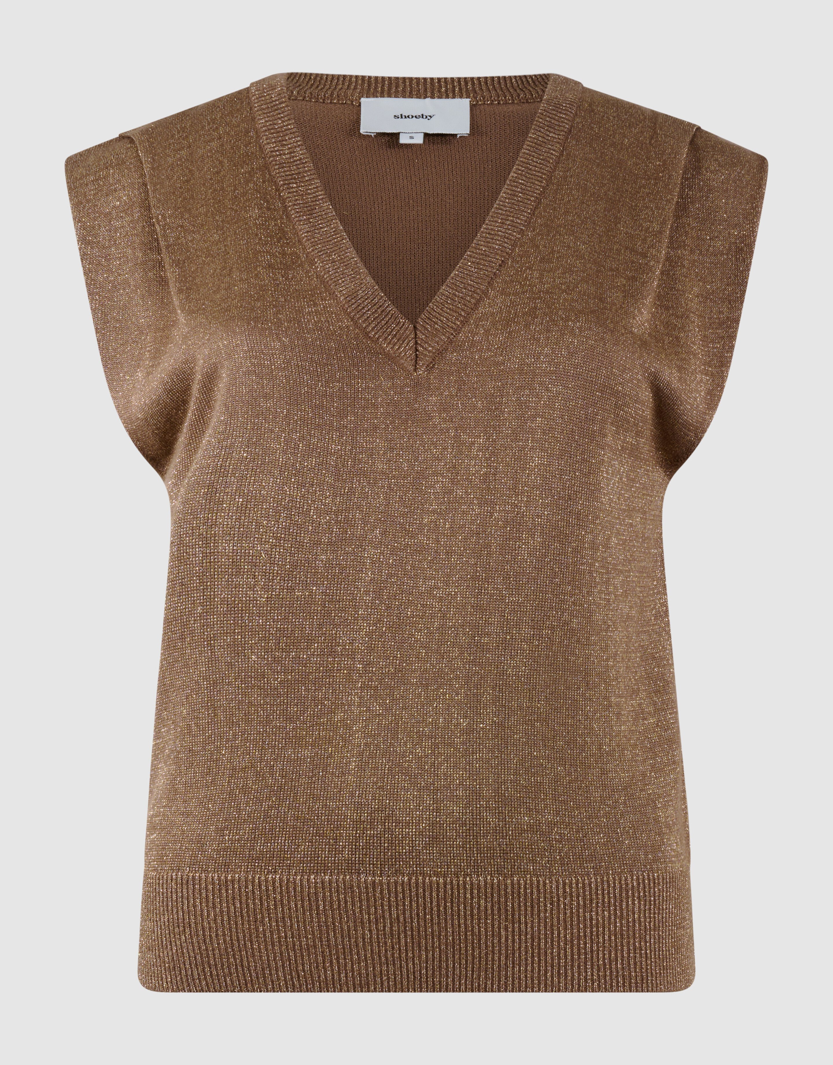 Glitter V-Neck Top Bruin SHOEBY WOMEN