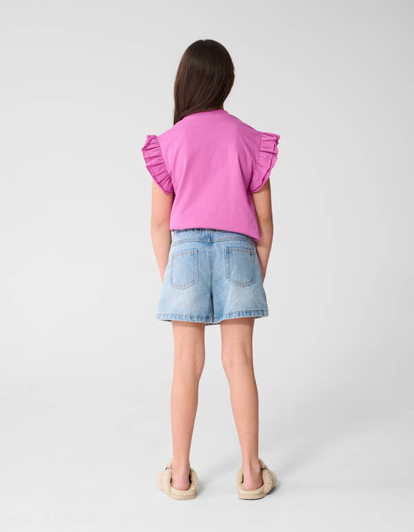 Ruffle Soleil Artwork T-shirt Roze SHOEBY GIRLS