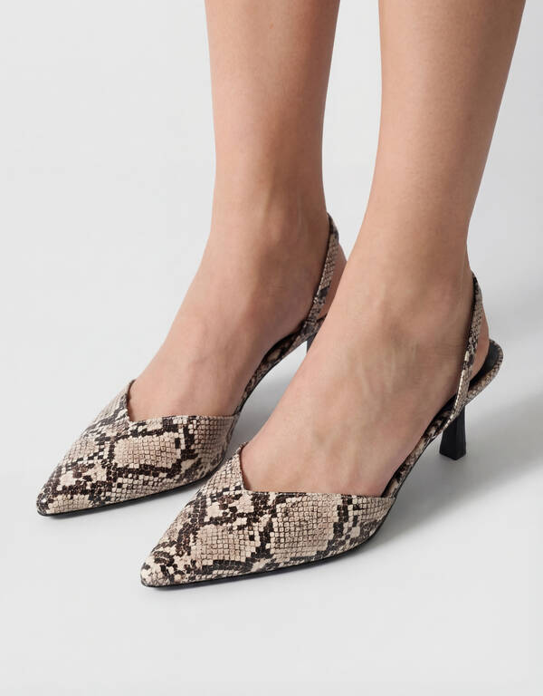 Snake Vegan Leren Hakken Lichtbruin SHOEBY SHOES