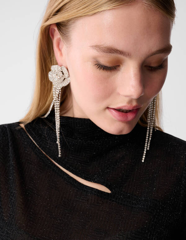 Glitter Cut Out Top Zwart SHOEBY WOMEN