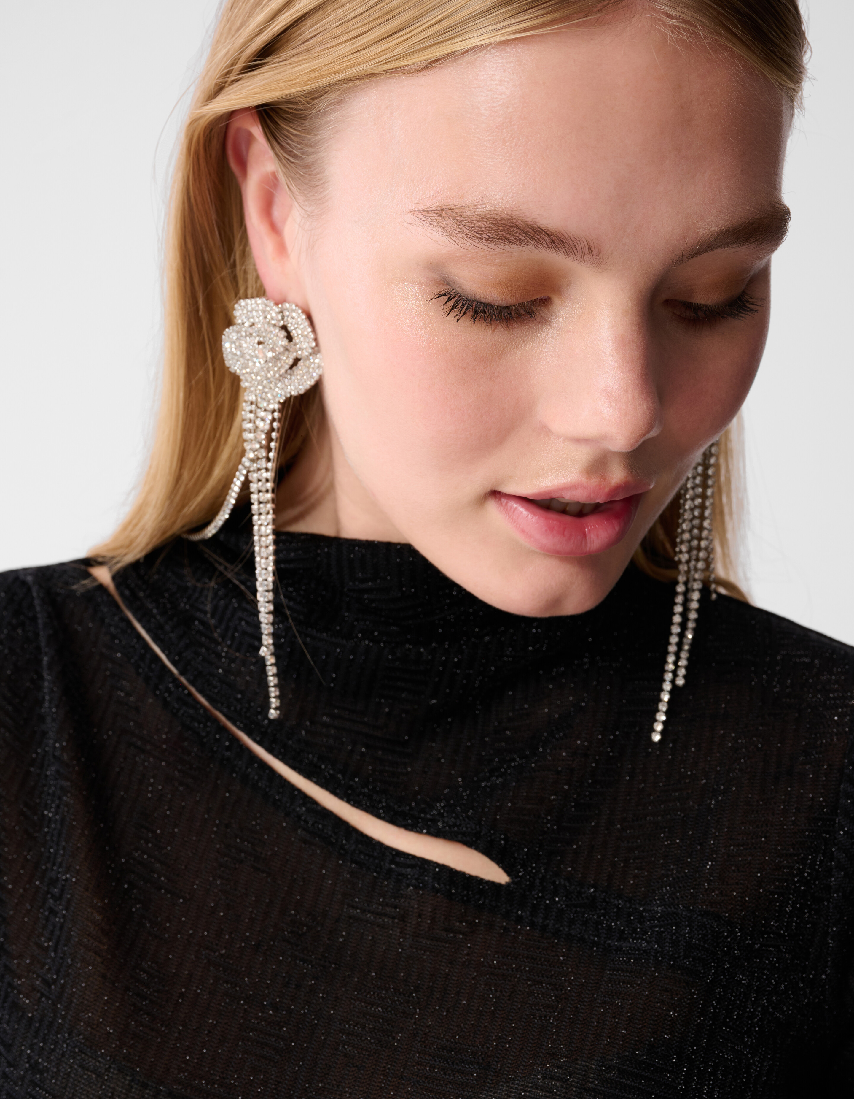 Glitter Cut Out Top Zwart SHOEBY WOMEN