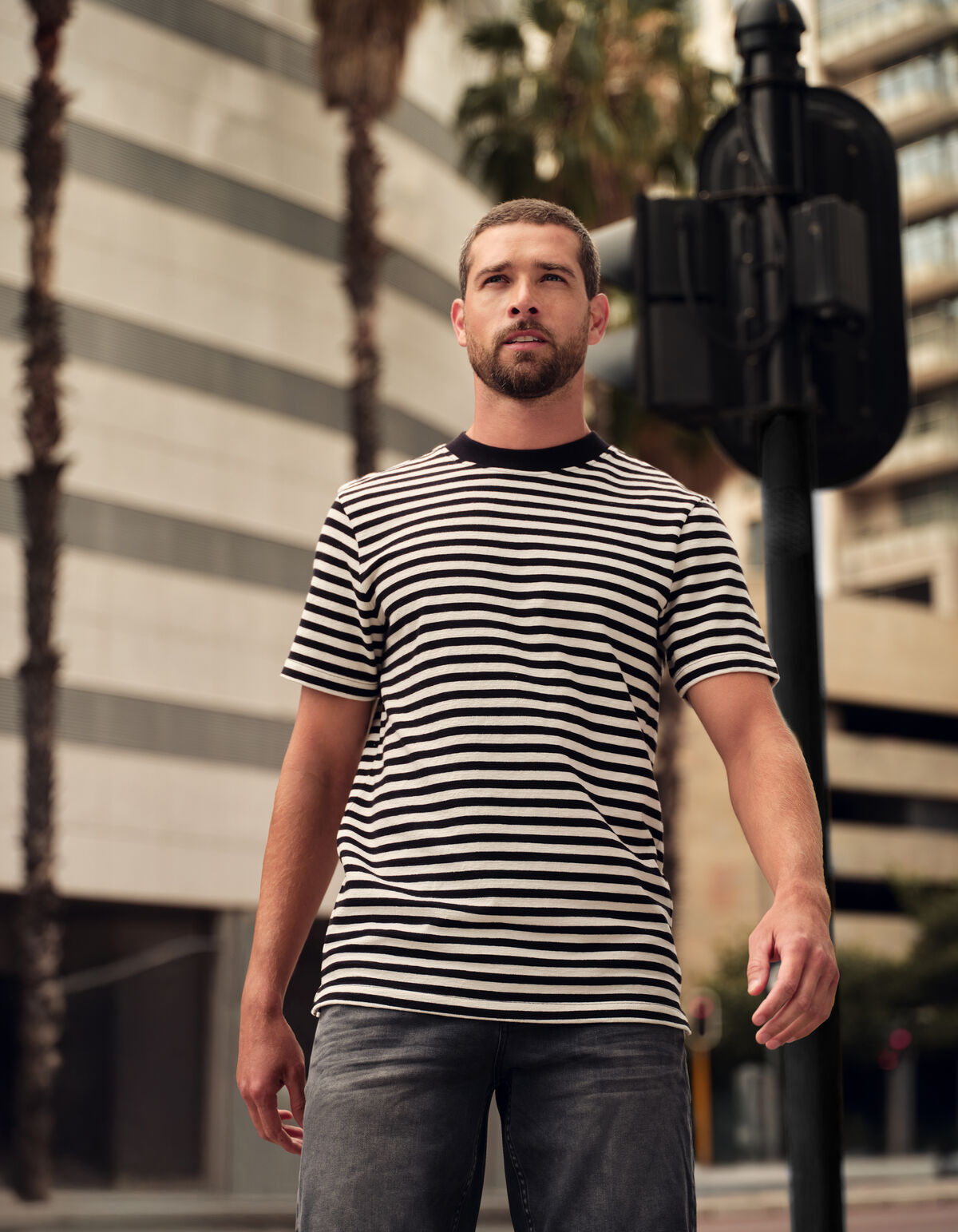 Gestreept T-shirt Gebroken Wit SHOEBY MEN