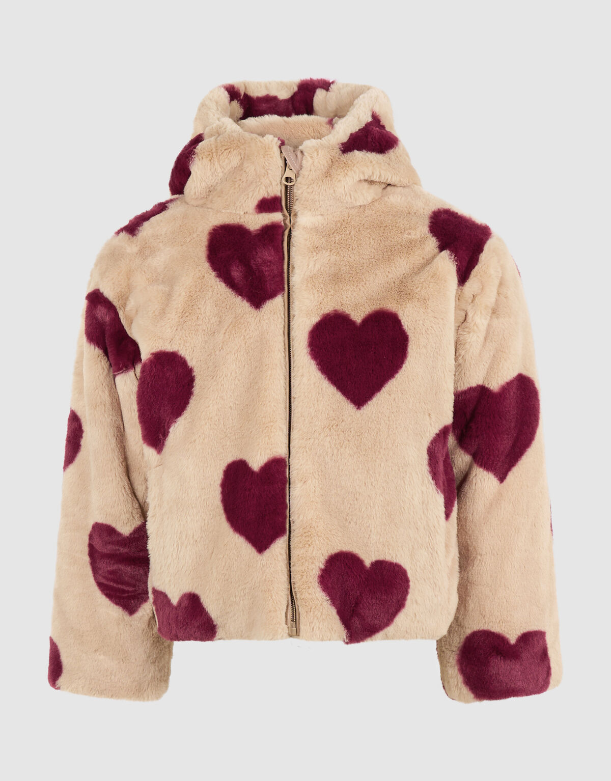 Heart Printed Winterjas Beige SHOEBY GIRLS